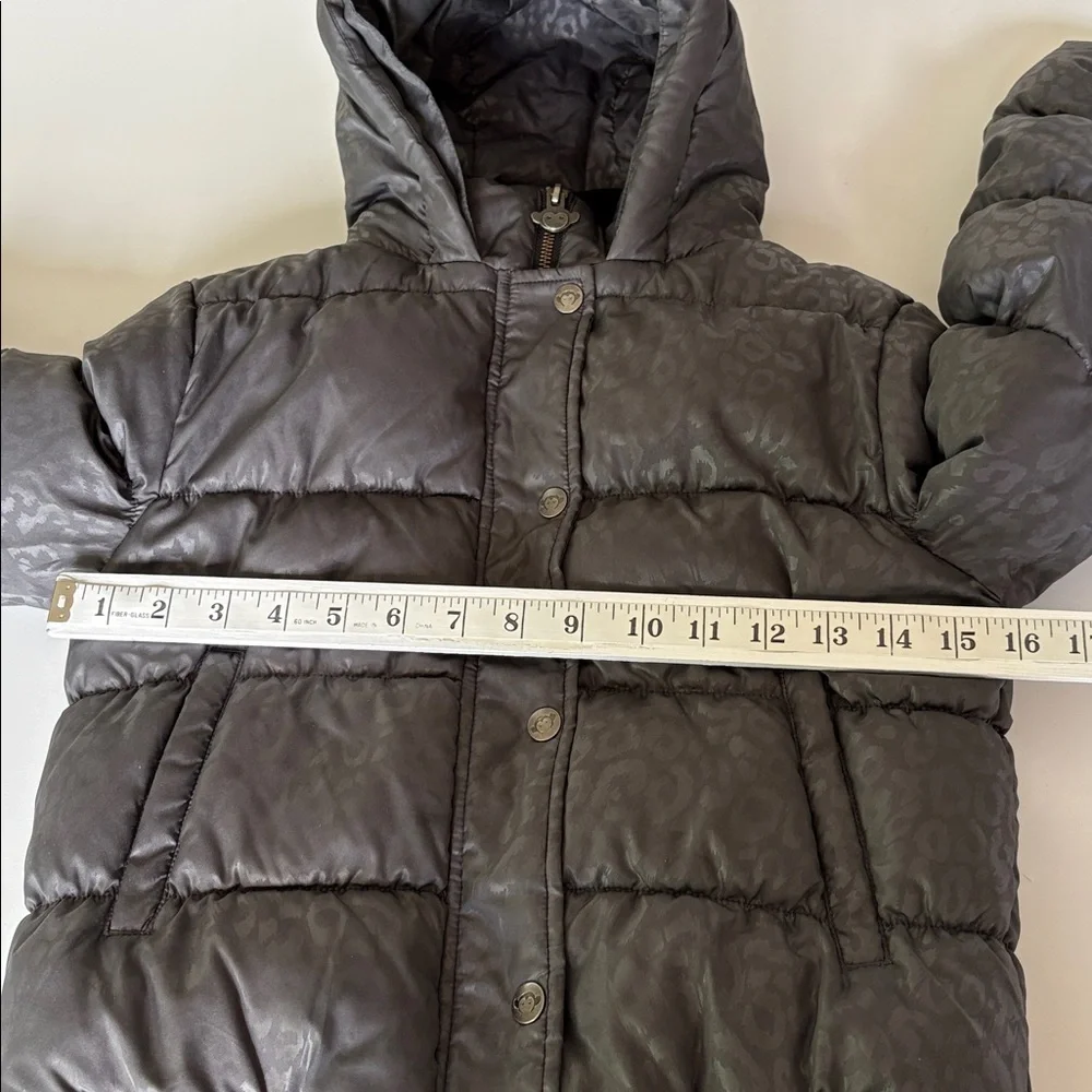 Appaman Kids Kyla Puffer Insulated Coat Leopard Zip Snap Close Hood Cozy Size 8